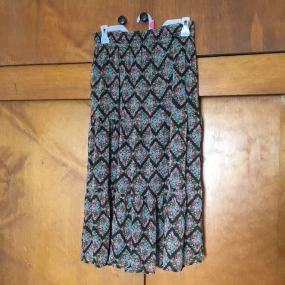 LC Lauren Conrad Smocked Waist Tiered Midi Skirt